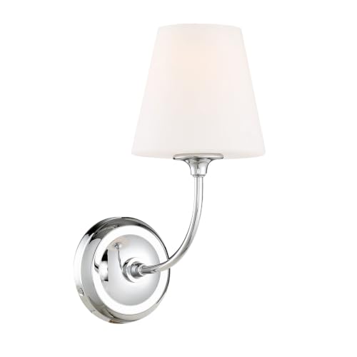 Image of Crystorama Libby Langdon Sylvan 1 Light Polished Chrome Sconce with Sconce with Glass Shade