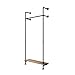 pamo Industrial Pipe Clothing Rack with Shelf - 300 lbs Capacity - Wall Mounted Clothes Rack and Walk In Closet with Oak Shelf for Wardrobe