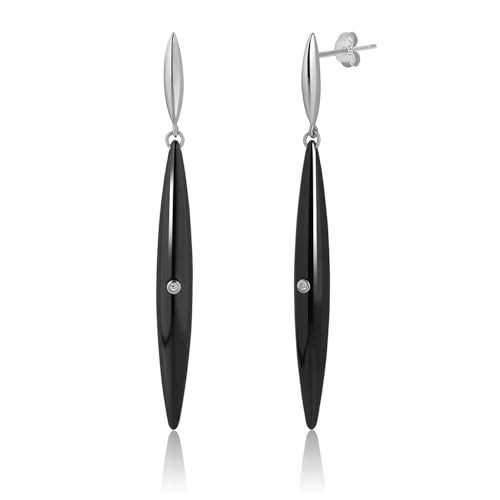 Meissa - Boucles d'oreilles pendantes en argent sterling Meissa pour femmes Boucles d'oreilles géométriques Longues boucles d'oreilles en or avec chaîne hypoallergénique (b_Argent)