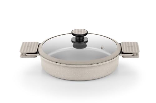 BRA Natural | Cacerola baja 32 cm, aluminio fundido, antiadherente tricapa reforzado, sin PFOA, apta para todo tipo de cocinas, incluida inducción