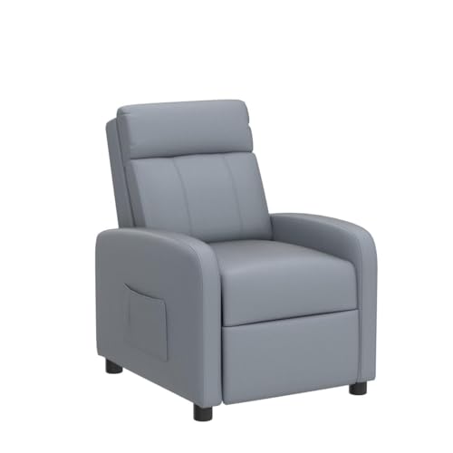 Image of Costzon Kids Recliner, Adjustable PU Leather Lounge Chair w /Side Pockets, Footrest, Headrest for Kids Room & Play Room, Easy to Clean, Padded Recliner Sofa for Children Boys Girls Aged 3-12 (Grey)