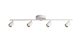 VidaLite LED Track Light 7W Four Bulb Fixed Rail with Rotating Heads 3000K Modern Interior Spotlight for Kitchen Art and Living Room, 2450 Lumens, 4, White