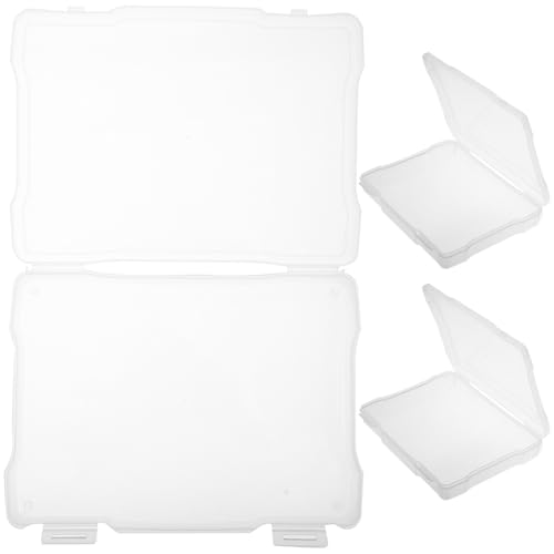 SEWACC 3Pcs Photo Storage Containers Box with Snap-tight Closure Plastic Organizer for Jewelry Electronic Components Small Hardware Accessories White Cases for Travel and Home Use