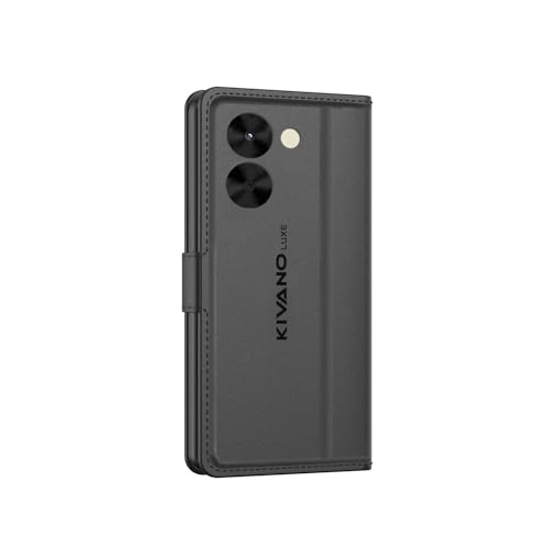 Image of KIVANO LUXE Compatible for Redmi A5 / Poco C71 Luxury Handmade Leather Magnetic Flip Folio Case | Card Holder & Kickstand | Slim Protective Cover | Unisex - Black