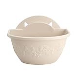 IWOWHERO Halbrunder Hängender Pflanzkübel aus Kunststoff Kleiner Wandblumentopf in Beige Platzsparender Übertopf für Zimmerpflanzen Vielseitiger Blumentopf für Innen und Außen Dekorativer