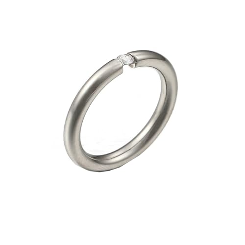 Wycian Alianzas de boda vintage, anillo de acero inoxidable, circonitas, plata, talla 52 (16,6), 3 mm, con circonita redonda, grabado para el día del padre, 14, Acero inoxidable, Zirconia cúbica