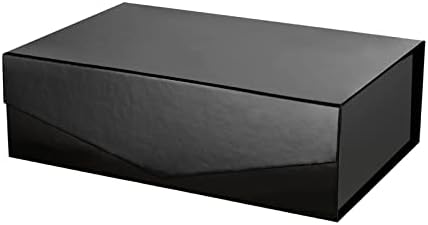 ROSEGLD Large Gift Box 13.5x9x4.1 Inches, Gift Box with Lid, Bridesmaid Proposal Box, Sturdy Gift Box, Collapsible Gift Box with Magnetic Closure (Glossy Black)