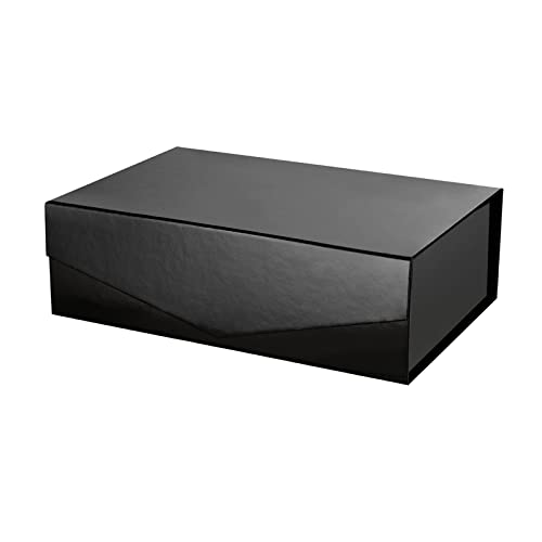 Rosegld Large Gift Box 13.5X9X4.1 Inches, Gift Box With Lid, Bridesmaid Proposal Box, Sturdy Gift Box, Collapsible Gift Box With Magnetic Closure (Glossy Black) #TOP8