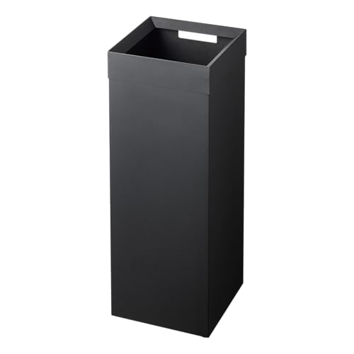 YAMAZAKI Home Tall Slim Trash Can – Modern Square Steel Waste Basket with Handle, Black Metal Trash Can for Kitchen, Bathroom, or Office, 7.25 Gallons, Slim Tall Design