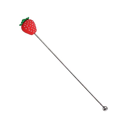 IEEDFJKK Agitatore per bicchiere di vino Miscelatore per aste per agitazione per bevande Miscelatore per utensili da bar con manico lungo in acciaio inossidabile in silicone per, Fragole Rosse