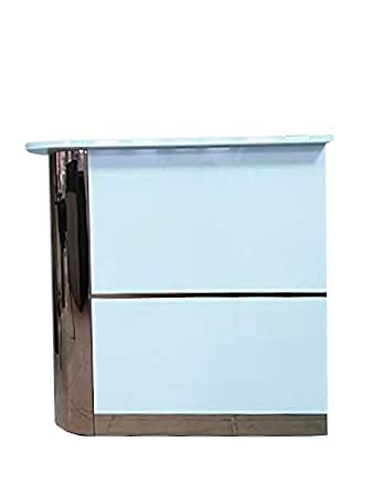 Cris nails - mostrador para tiendas, mesa con cajones para recepción con laterales dorados (izquierda)