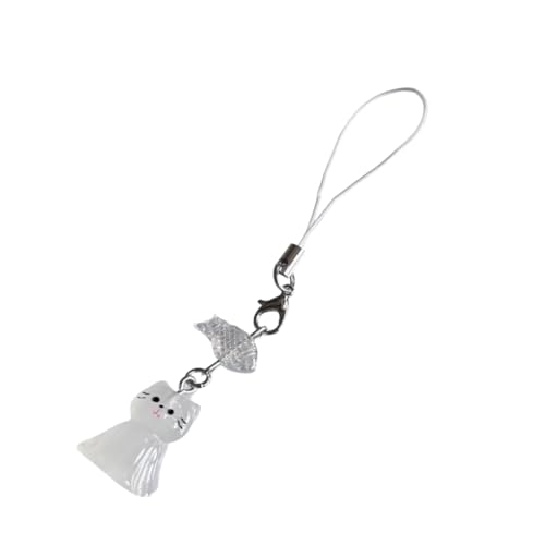 Elegant Cat and Fish Mobile Charm Phone Pendant Suitable for Bags USB Drives