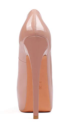 SAMMITOP Women's Round Toe High Heel Mary Jane Dress Pumps Platform Stiletto Shoes3