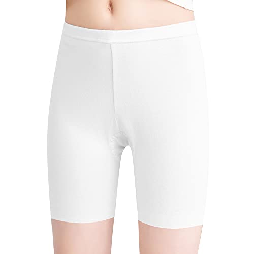 L&K-II Mädchen Leggings Kurz Radlerhose aus Baumwolle Sommer Shorts Uni Farbe Weiß 134/140