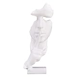 Lartiso Deco Silence Statue Thinker Sculpture,Silencio Art Abstract Sculpture Bust Figurine,Modern Shelf Coffee Table Livingroom Decor Christmas,White