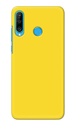 Image of Printed Hard Back Cover Case for Huawei P30 Lite | Huawei Nova 4e Back Cover (Plain Yellow) -1803