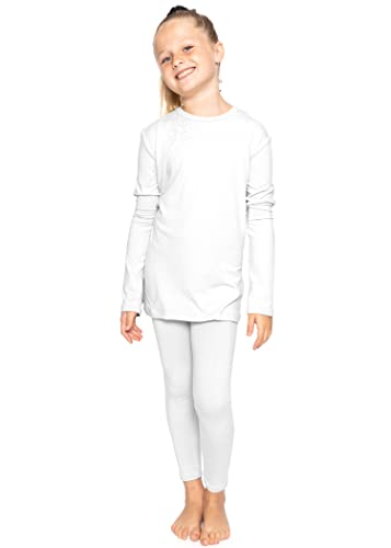 Image of STRETCH IS COMFORT Girls 2 Piece Hoodie Short Sleeve Long Sleeve Crew Neck Top and Leggings Set Kids Thermals Underwear Set