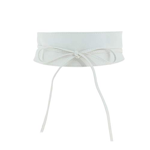 FASHIONGEN - Ceinture Obi pour Femme, Ceinture large Obi, Similicuir de Poylurethanne, haute qualité, MICA - Blanc, 2XL