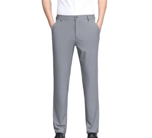 Men Straight Dress Pants High Waisted Wrinkle Free Business Trousers Casual Office Daily Wear