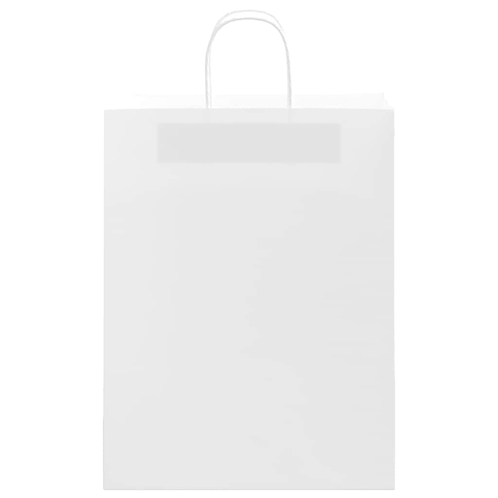 250 bolsas de papel con asa, color blanco, 32 x 12 x 42 cm, bolsas de papel kraft estables para regalos, compras y llevar