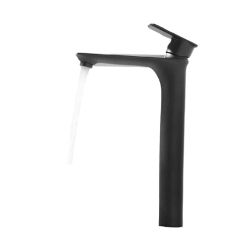 Grifo de Cocina Flexible, Grifo de lavabo baño frío y caliente, grifo fregadero negro mate, mezclador agua grúa latón monomando(Black tall)