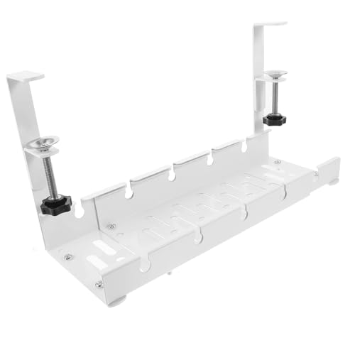 Tofficu Bandeja Organizadora Blanca para Gestión de Cables bajo Escritorio y Resistente para Oficina con Montaje Fácil y Capacidad para Adaptadores y Regletas