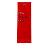 ASCOLI 120L Freestanding Retro Fridge, 88L/32L, Direct Cooling, Mechanical Control, Metal Handle, Adjustable Tempered Glass Shelves, Led Light