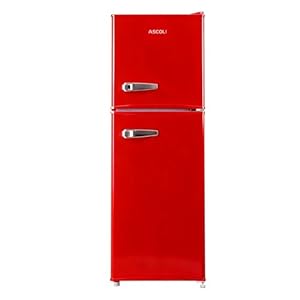 ASCOLI 120L Freestanding Retro Fridge, 88L/32L, Direct Cooling, Mechanical Control, Removable Air Seal, Adjustable Tempered Glass Shelves, Led Light