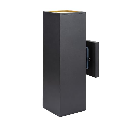 Image of Dusk to Dawn Outdoor Wall Lights, Aluminum Classic Outdoor Wall Sconce, Anti-Rust Waterproof Square Cylinder Wall Lantern Exterior Up Down Light Fixtures Matte Black [UL Listed]