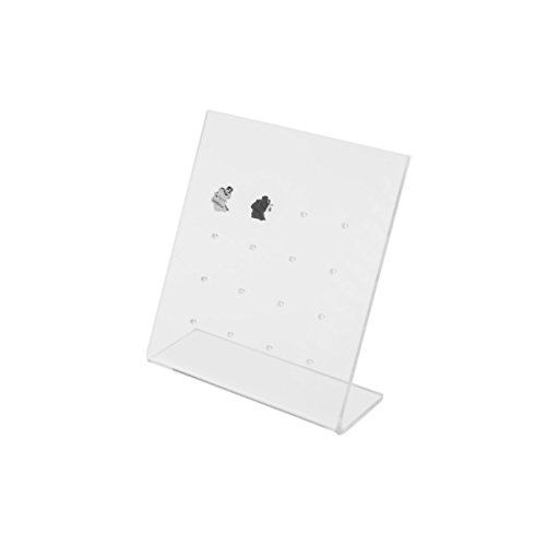Designplex Espositore Per Orecchini In Plexiglass Trasparente Con 16 Fori - Diametro Fori 1.8 Mm - Misure: 10 X 4 X H16 Cm