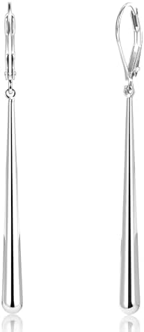 Long Dangle Earrings 925 Sterling Silver Drop Leverback Earrings for Women
