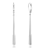 Long Silver Drop Earrings for Women, 925 Sterling Silver Dangle Earings Waterdrop Leverback Earrings for Women Trendy Hypoallergenic Lightweight Elegant Teardrop Long Drop Earings for Womens Jewelry