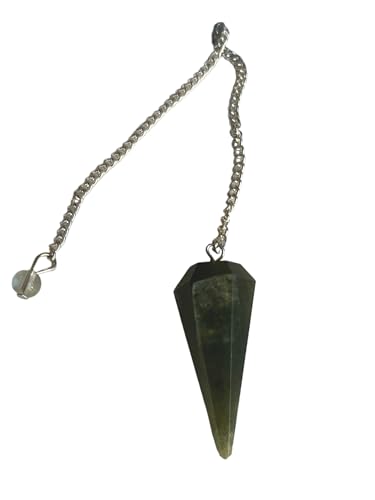 Péndulo piedra natural ágata musgosa, Péndulo de Cristal, Péndulo de Cristal Hexagonal Vintage para Radiestesia, péndulo Chakra Reiki Adivinación (ágata musgosa)