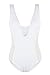 Pink Queen Women's Mesh Spice V-Neck High Cut Pad One-Piece Swimsuit White L