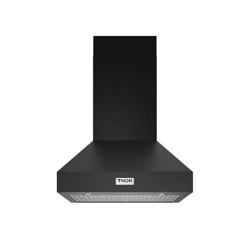 THOR Kitchen Professional 30-Inch Wall Mount Range Hood in Black - Model TRH30PB