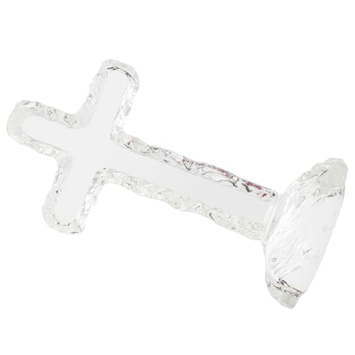 Cruz decorativa de cristal transparente SHINEOFI figura religiosa artesanal para regalo espiritual