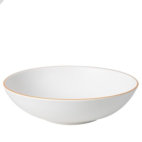 Jogo de Pratos Fundos de Porcelana Branca, Filete Ouro, 20,5cm, 6 Unidades, L`Hermitage