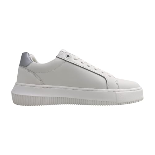 Calvin Klein Donna Sneakers Con Suola Preformata Chunky Laceup Profilo Basso, Bianco (Bright White/Silver), 37 - 2