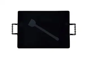 PRINA E-SHOP Pure Iron Flat Rectangular Design Tawa for Dosa/Roti/Chappati/Pathri with Laser Cutting Handle/Gas & Induction-Friendly Dosa Kal (Black_18inch x 15inch)