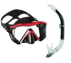 Mares i3 Tauchermaske Einglas mit Mares Sailor Schnorchelset (schwarz-rot)