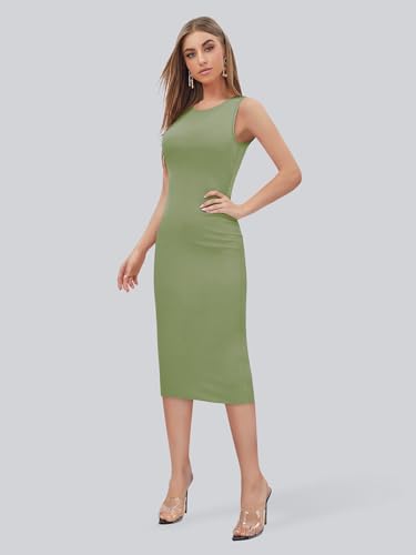 Image of Toochki Women's Spandex Solid Bodycon Western Dress | A line | Winter Dress | Western | | Trendy | Midi Body Hugging