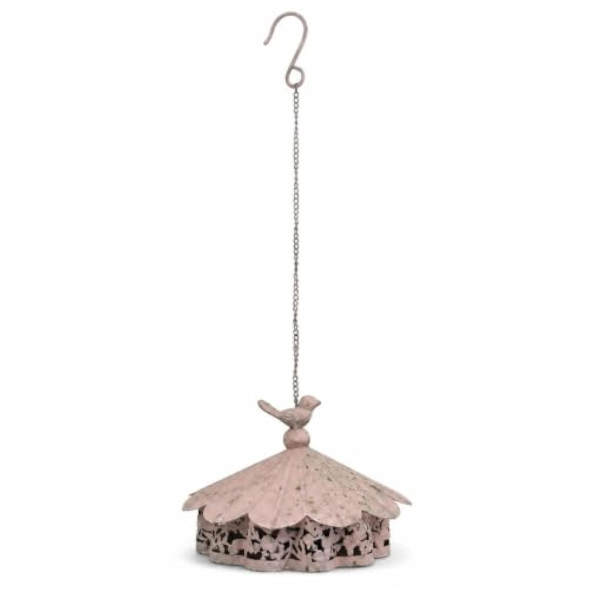 Antique Finish Bird-Topped Coil Holder, Weathered Pink