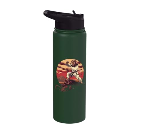 Taekwondo Lion Mount Fuji Judo MMAM Jiu-Jitsu Lion Lover Stainless Steel Insulated Water Bottle