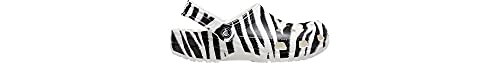 Image of Crocs Men's and Women's Classic Animal Clog Leopard Shoes, White /Zebra Print ,15 Women /13 Men