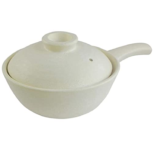 萬古焼 耐熱手付き雑炊鍋 直火・オーブン・電子レンジと幅広い調理でお使いいただけます (白)