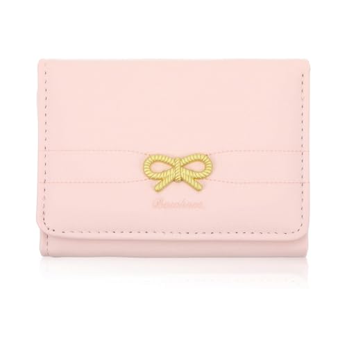 FVALIRD Mini Purse for Woman, Pink Cute Wallet for Girls and Women, Stylish Compact Card Holder for Daily Commute and Travel, PVC Material with Multiple Card Slots and Convenient Pocket Storage