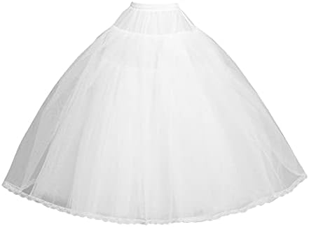 CEZOM 8 Layers Tulle Hoopless Petticoat Crinoline Underskirt for Bridal Wedding Dresses MPT018 White