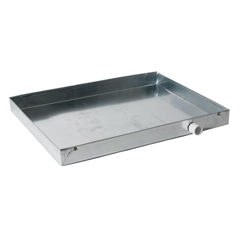 Bandeja de drenaje de acero galvanizado resistente, sartén de condensado HVAC de alta calidad, resistente al óxido, a prueba de fugas para una máxima protección, con opción de agujero (26 x 48 x 2