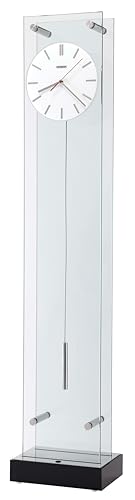 Howard Miller Echo Grandfather Clock, Floor Mount Modern Home Decor Transparent Display Cylindrical Pendulum, White Analog Dial Quartz Movement Perfect Floor Clock for Living Room & Office