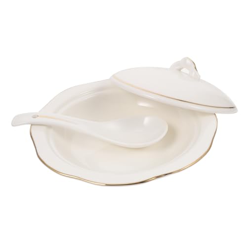 DONFAMDS 1pieza Tazón De Sopa De Cerámica Con Tapa Para Sopa Caliente Para Ramen y Platos Gourmet Diseño Elegante y